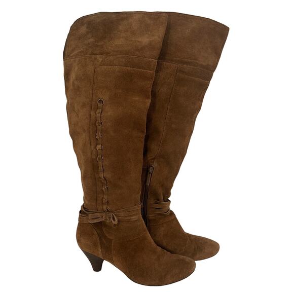 Nine West Brown Leather Suede Adele Knee High Boots Size 8 - Picture 1 of 10